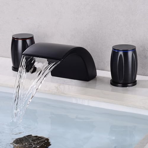 Mélangeur cascade 3 trous lavabo de salle de bain à double levier doré