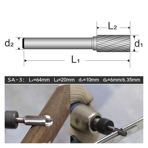 Fresa de carburo cilíndrica 10mm con vástago 6mm/6.35mm miniatura 4