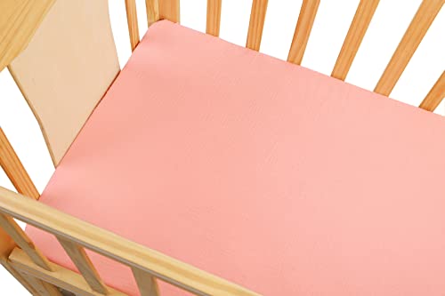 Muslin Crib Sheets 2 Pack For Girl, Soft Breathable Baby Fitted Sheet 28" X 52" Compatiable With Standard Crib Mattress And Toddler Bed Mattress, Solid Pink And Colorful Heart #TOP4