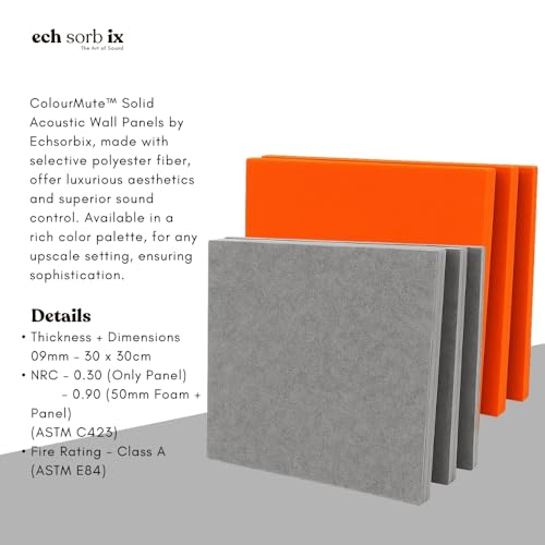 Image of MMT Acoustix Premium Felt Acoustic Panels for Offices, Bedrooms & Studios | Sustainable PET Felt Panels for Echo Reduction & Sound Absorption | 1x1 Ft, 9mm Thick | Lava Exceptional - Pack of 16