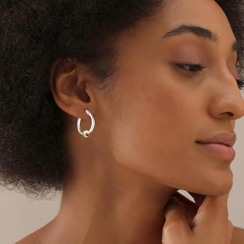 LeCalla 925 Sterling Silver Beaded Ball Hoop Earrings | Lightweight Sleeper Bead Ball Earring Hoops | Cape Style Hoop Earrings for Women2