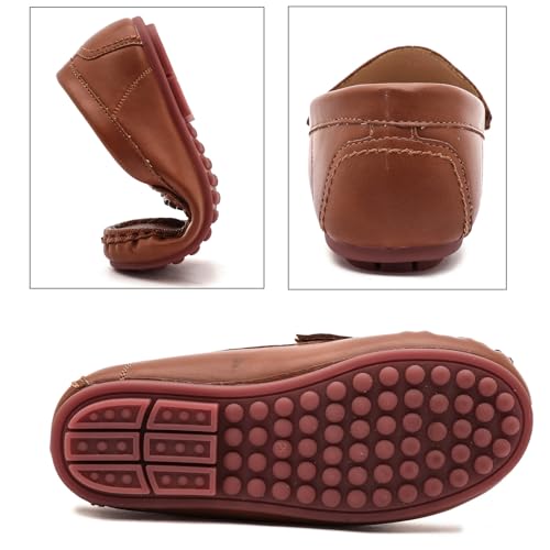 DADAWEN Boys Girls Soft Leather Loafer Casual Slip-On Moccasin Flats Dress Shoes Penny Boat Shoes School Wedding Church Loafers (Toddler/Little Kid/Big Kid)2