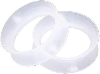 Juego de 2 pendientes de 4 a 25 mm, de silicona, color blanco/negro/transparente, para hombre y mujer, dilatador de oreja, joyas