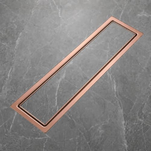 Image of Tapsa Tile Insert Floor Drain | 304 Stainless Steel | Invisible Shower Drain Channel | Shower Drain Channel | Water Drain Channel | with Cockroach Trap. (12X4, Rose Gold Tile Insert Floor Drain 20 mm)