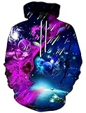 Hgvoetty Unisex 3D Planet Universe Printed Drawstring Pockets Pullover Hoodies S
