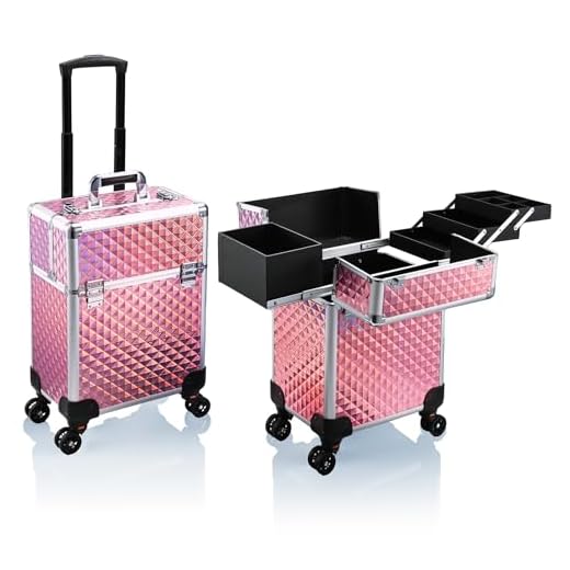 How travel rer b with luggage Rolling Makeup Train Case for Easy Transport