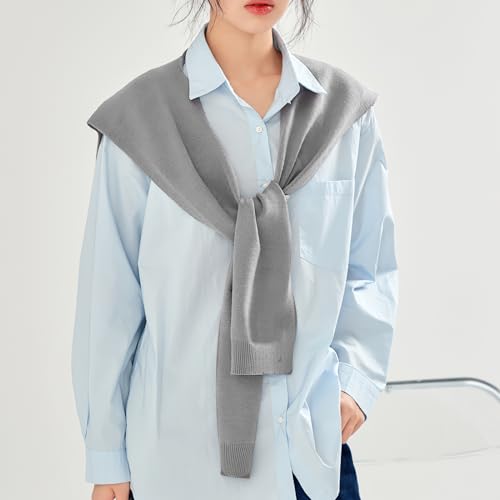 Sweater Knitted Knotted Shawl Wraps For Women Solid Color Wool Knitted Long Sleeves Knotted Blouse Decorative Shawl2