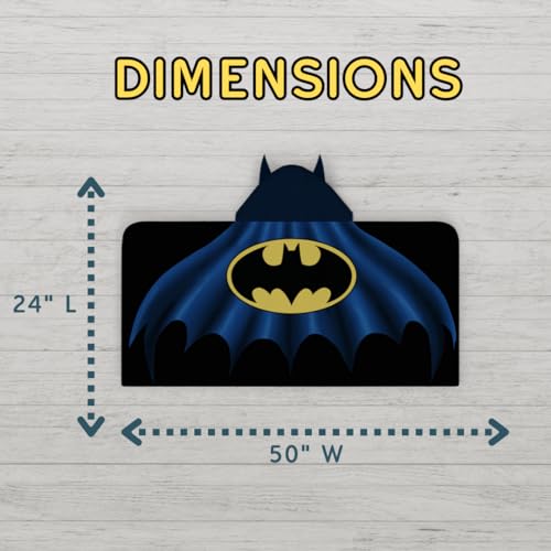 Batman DC Comics Kids Super Soft Bath/Pool/Beach Soft Cotton Terry Hooded Towel Wrap, 24 in x 50 in, (Officially Licensed Product) By Franco