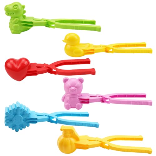 HOVCEH 6 Stück Schneeball Former, Snowball Maker, Schneeballzange, Schneeball Clip, Verschiedenen Formen Schneeball Makerheavy Pflicht mit Griff Winterwerkzeug für Kinder im Freien Spielen Schnee