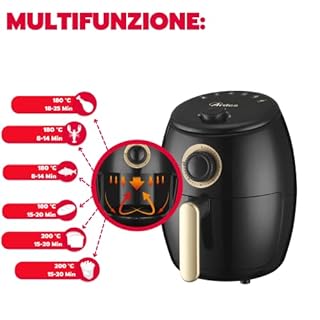 ARDES - Friggitrice Ad Aria Calda Capacità 2 Litri Air Fryer Piccola Timer 30 Minuti Temperatura Massima 200°c Modello Eldorata Mini 2L AR1K32