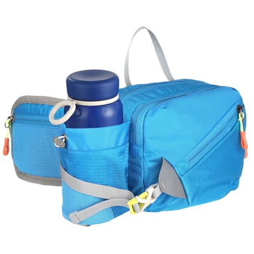 Water Bottle Waist Pack, Outdoor Sports Running Waist Pack with Multi-Pocket, Lightweight Polyester Waist Pack Fits 31.5-55.1 in Waist, Waist Bag for Running Climbing Hiking Cycling, Blue