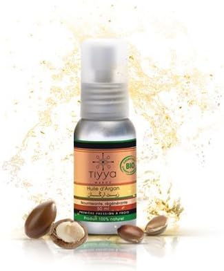 Pure Argan Oil 100% Organic certified by ECOCERT. Moisturising oil for hair, face and body. Natural Treatment For Age Defying Skin. Premium Quality to nourrish extreme dry skin. TIYYA, 50ml.