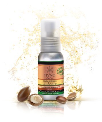 Pure Argan Oil 100% Organic certified by ECOCERT. Moisturising oil for hair, face and body. Natural Treatment For Age Defying Skin. Premium Quality to nourrish extreme dry skin. TIYYA, 50ml.