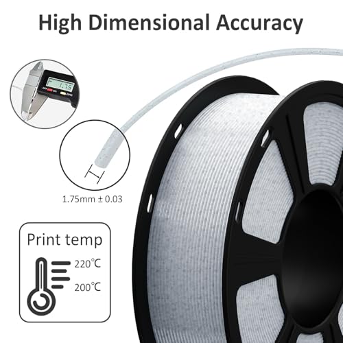 Image of Geeetech Marble PLA 3D Printer Filament, Stone-Like Appearance, 1kg Spool (2.2lbs), 1.75mm Dimensional Accuracy + /- 0.02 mm, Marble White-Grey Color