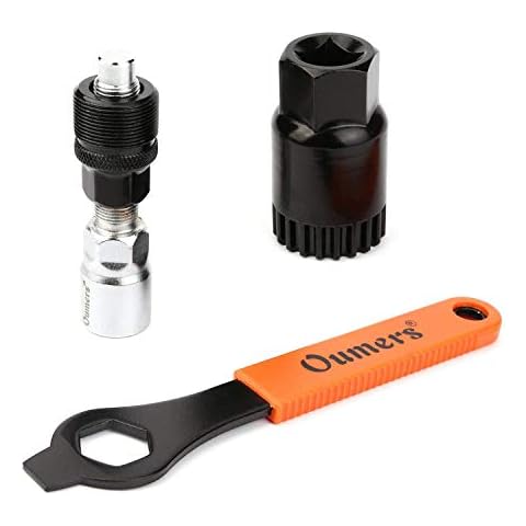 Oumers Bike Crank Extractor and Bottom Bracket Remover with 16mm Spanner Wrench, Bicycle Crank Removal Tool Crank Puller Tool-Bike Crank Arm Remover Spanner Repair Tools Kit Cover