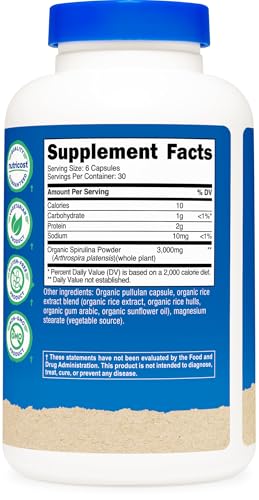 Nutricost Organic Spirulina 3000mg Capsules