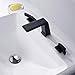 BULUXE Waterfall Widespread Bathroom Sink Faucet in Matte Black, Contemporary 3 Hole Double-Handle Bathroom Sink Faucet Solid Brass(Matte Black)