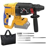 SDS Cordless Rotary Hammer Compatible With Dewalt 20V Battery Brushless SDS Rotary Hammer Drill for Concrete/Masonry/Wood/Metal,4 Modes with Carrying Bag and 5 Drill (Tool Only)