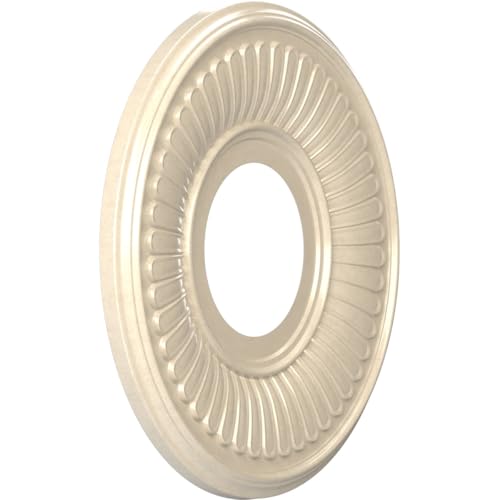 Image of Ekena Millwork CMP10BEEPE Berkshire Thermoformed PVC Ceiling Medallion (Fits Canopies up to 4 1 /2 inch), 10 inchOD x 3 1 /2 inchID x 3 /4 inchP, Universal Metallic Pearl Mist