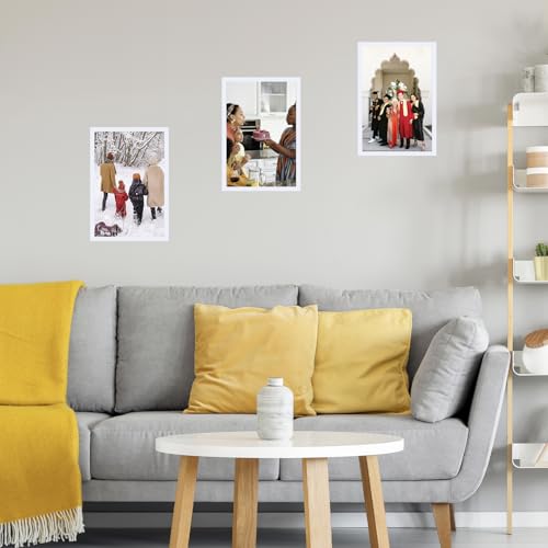 Image of JCJMY 9x14 Picture Frame White for Wall Hanging, Wall Mounting Horizontally or Vertically, 9 x 14 Wall Gallery Poster Photo Frame with Shatter Resistant Plexiglass, White
