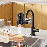 Vortopt Faucet Filter,NSF Certified,400 Gallon High Efficiency Water Purification System,Fast 99% Chlorine,Odor Removal with 1 Water Filter（T1-Black）
