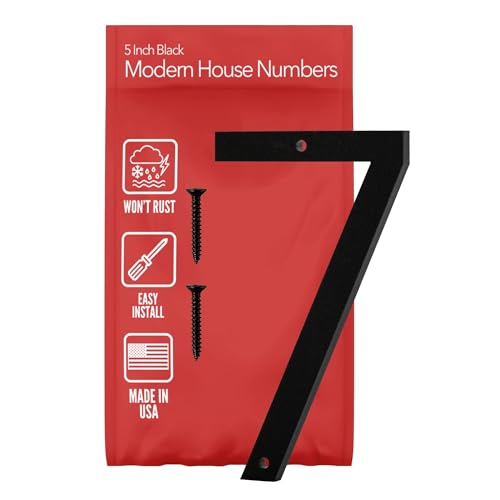 Discovered Designs 5" (7) Modern Address House Numbers for Outside