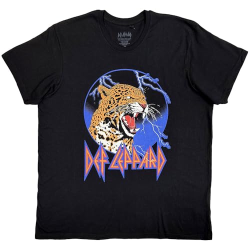 Def Leppard T Shirt Lightning Leopard Band Logo Official Unisex Black XXL