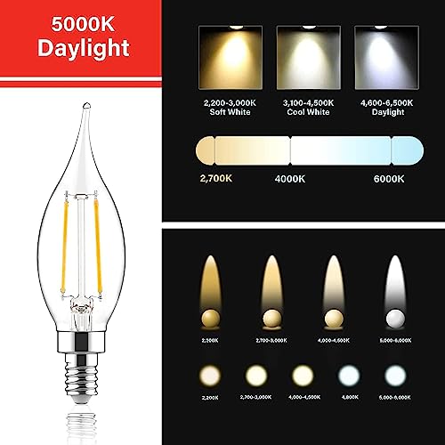 Sengled Candelabra Led Light Bulbs Dimmable, E12 Led Bulb 60 Watt Equivalent, Ca10 Flame Tip Chandelier Light Bulbs, 5000K Daylight Candle Light Bulbs For Chandeliers, Ceiling Fan, Pendant, 6 Pack #TOP5