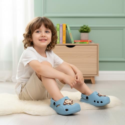Image of GIMME ! Little Monkey, Toddler Clogs Slippers, 12 Months to 6 Years, Baby Boy, Waterproof, Lightweight, Cute Cartoon Fun Charms, Pink, Non-Slip Sole