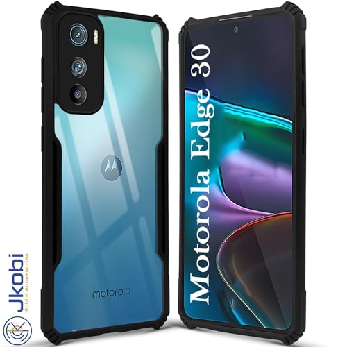 Image of Jkobi Back Cover Case for Motorola Moto Edge 30 (Polycarbonate Clear Panel with Shockproof | Professional Black)