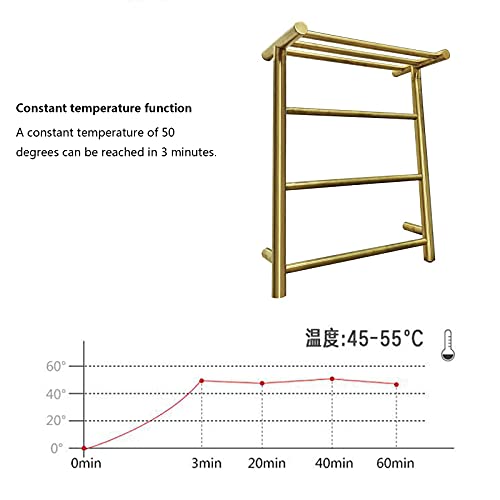 Toallero eléctrico calefactado de Acero Inoxidable 304 con Estante Superior, radiador de baño de Pared y tendedero de 6 Barras, con cableado enchufable.