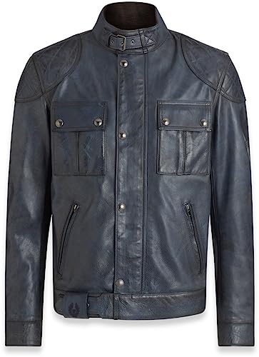 Belstaff Brooklands Motorrad Lederjacke (Dark Blue,M)