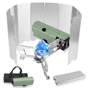 Luqixcey Tragbarer Camping Gaskocher mit Windschutz