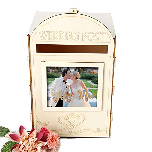 Baugger - Decoração de madeira caixa de correio de coração duplo forma de coração romântico com uma