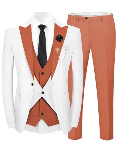 Suits for Men 3 Piece Slim Fit Blazer Vest Pant Set for Men Wedding Groomsmen Suit Prom Tuxedo