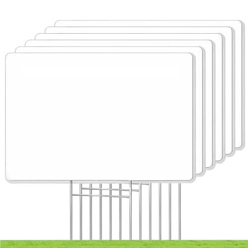ISDGER Blank Yard Signs with Stakes, Weather Resistant, 17''x12'', 6 Pack