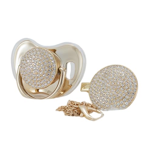 MIyocar All Handmade Bling Baby Silver Gold Pink Pacifier and Clip Bling Princess Baby and 11 Colors can Choose AW