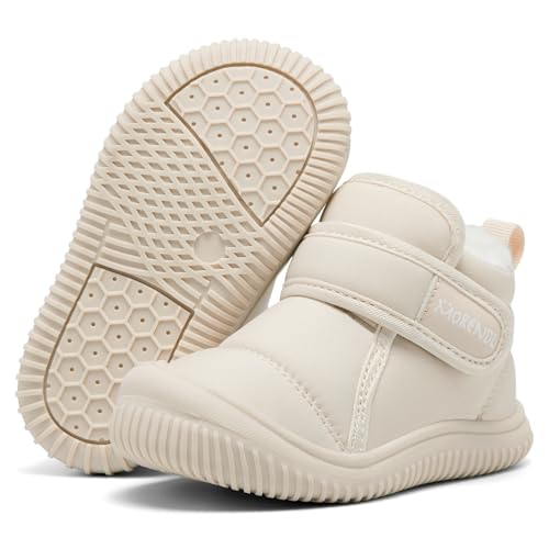 MORENDL Toddler Winter Snow Boots for Baby Boys Girls Infant Water-Resistant First Walker Shoes Warm Lining Soft Sole Anti-Slip Outdoor Booties