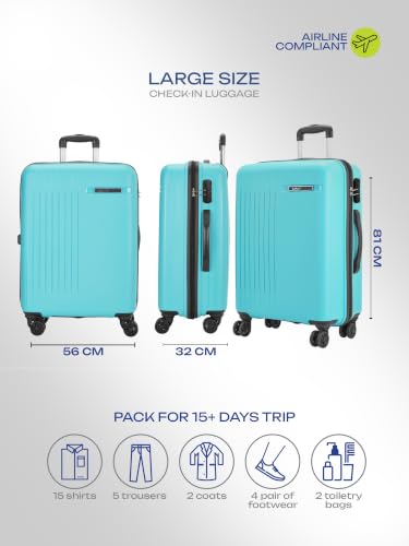 Image of Safari Xylo 8 Wheels Large 81cm Trolley Bag Hard Case Polypropylene 360 Degree Wheeling System Luggage,Recessed Lock, Trolley Bags for Travel, Suitcase for Travel, Cyan