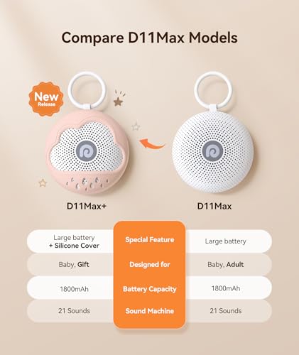 Image of Dreamegg White Noise Machine - Portable Sound Machine Baby with Safe Silicone Cover, Features Powerful Battery, 21 Soothing Sound, Noise Canceling for Sleeping, Baby Registry Gift, Nursery(Pink)