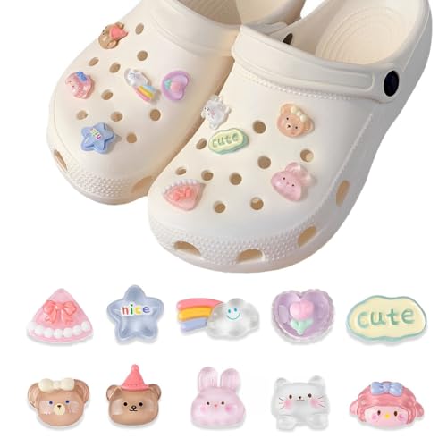 GXGM 10 Piezas Adornos para Zapatos, Adornos para Zapatos de sandalias de zueco para Zapatos y Pulseras de Niñas, Regalos de Fiesta, Cloruro de Polivinilo