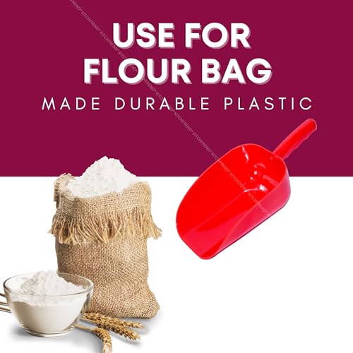 Image of 1kg Capacity Plastic Scoop, Multipurpose Big Size Flour Scoop - Red Material for Kirana Stores, Ideal for Shopkeepers, Manufacturers - Multiple Colors Available