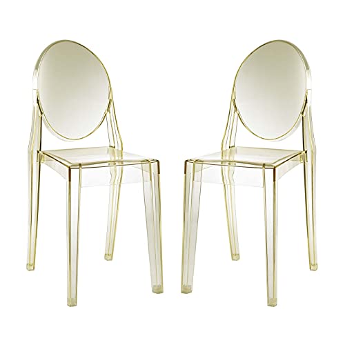 Modway Casper Modern Acrylic Stacking Two Dining Side Chairs In Yellow #TOP14