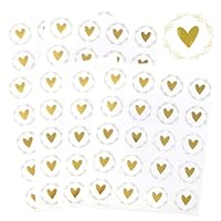 HABNI 120 Pcs Herz Wachssiegel Selbstklebend Gold Briefumschlag 3,2 Cm Aufkleber Umschlagaufkleber Siegelaufkleber Für Umschlag Postkarte Einladung Grußkarte Dekoration Hochzeit