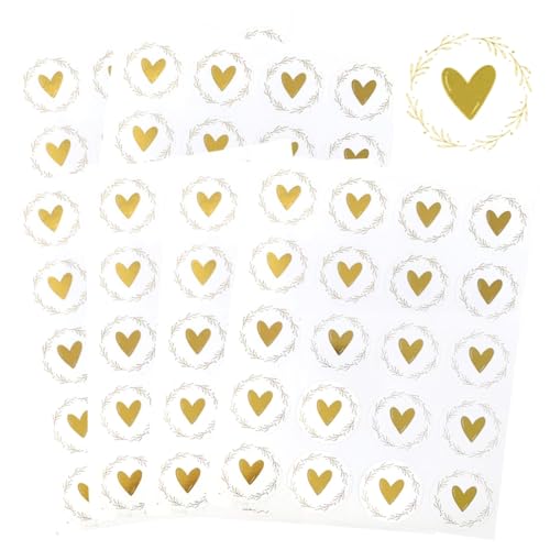 HABNI 120 Pcs Herz Wachssiegel Selbstklebend Gold Briefumschlag 3,2 Cm Aufkleber Umschlagaufkleber Siegelaufkleber Für Umschlag Postkarte Einladung Grußkarte Dekoration Hochzeit