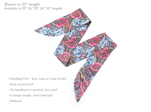 Liberty London Scarf - "Star Burst" Floral Skinny Scarf Headband, Handbag/Purse flair - Tana Lawn Cotton - Choose Length3