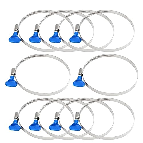 Image of 10pcs-Pack Stainless Steel Hose Clamps 90-110mm (3-1 /2 inch to 4-5 /16 inch) Thumb Screw Key Type Adjustable Hose Clamp Width 9mm Thickness 0.6mm 201 Stainless Steel Butterfly Shank Card