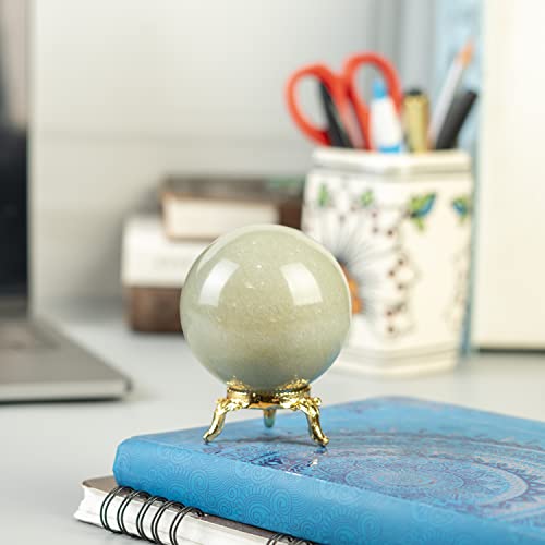 Crocon Green Jade Crystal Sphere With Stand Stone Sphere Healing Ball Sculpture Figurine For Fengshui Meditation Divination Home Decoration Photography Size: 50-60 Mm #TOP5