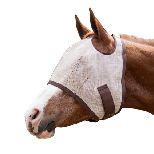 Kensington Fly Mask with Fleece Trim for Horses — Protects Face and Eyes Helps Block Sun Rays While Allowing Full Visibility — Breathable and Non Heat Transferring