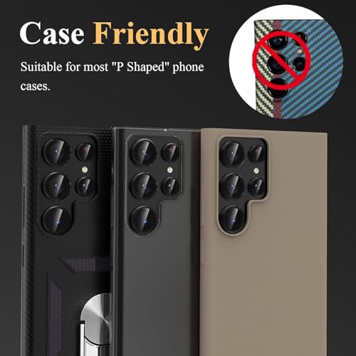 Image of Premium Camera Lens Protector Compatible For Samsung Galaxy S23 Ultra 5G (Black) Camera Lens Protector - 9H Tempered Glass, Military-Grade Anti-Scratch, Case-Friendly, Easy Install Frame